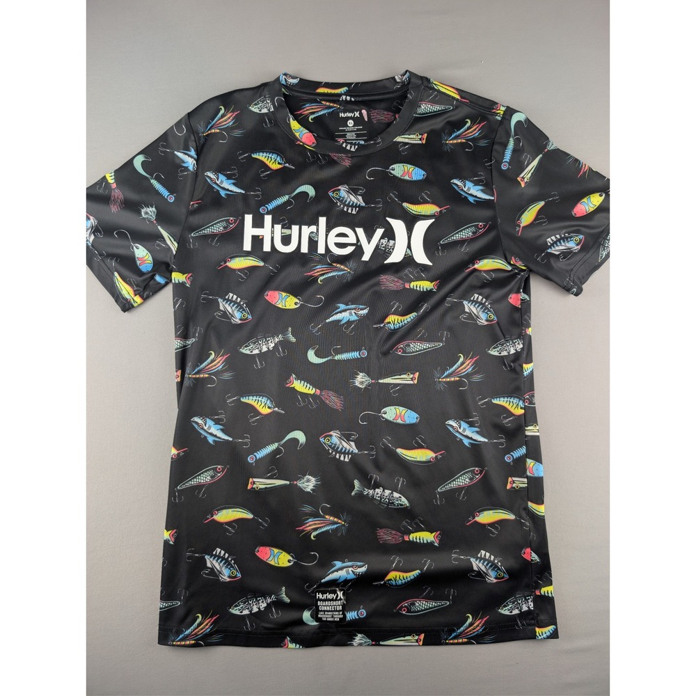 Hurley UPF 50+‎ Black Fishing Lure Rash Guard - Youth XL